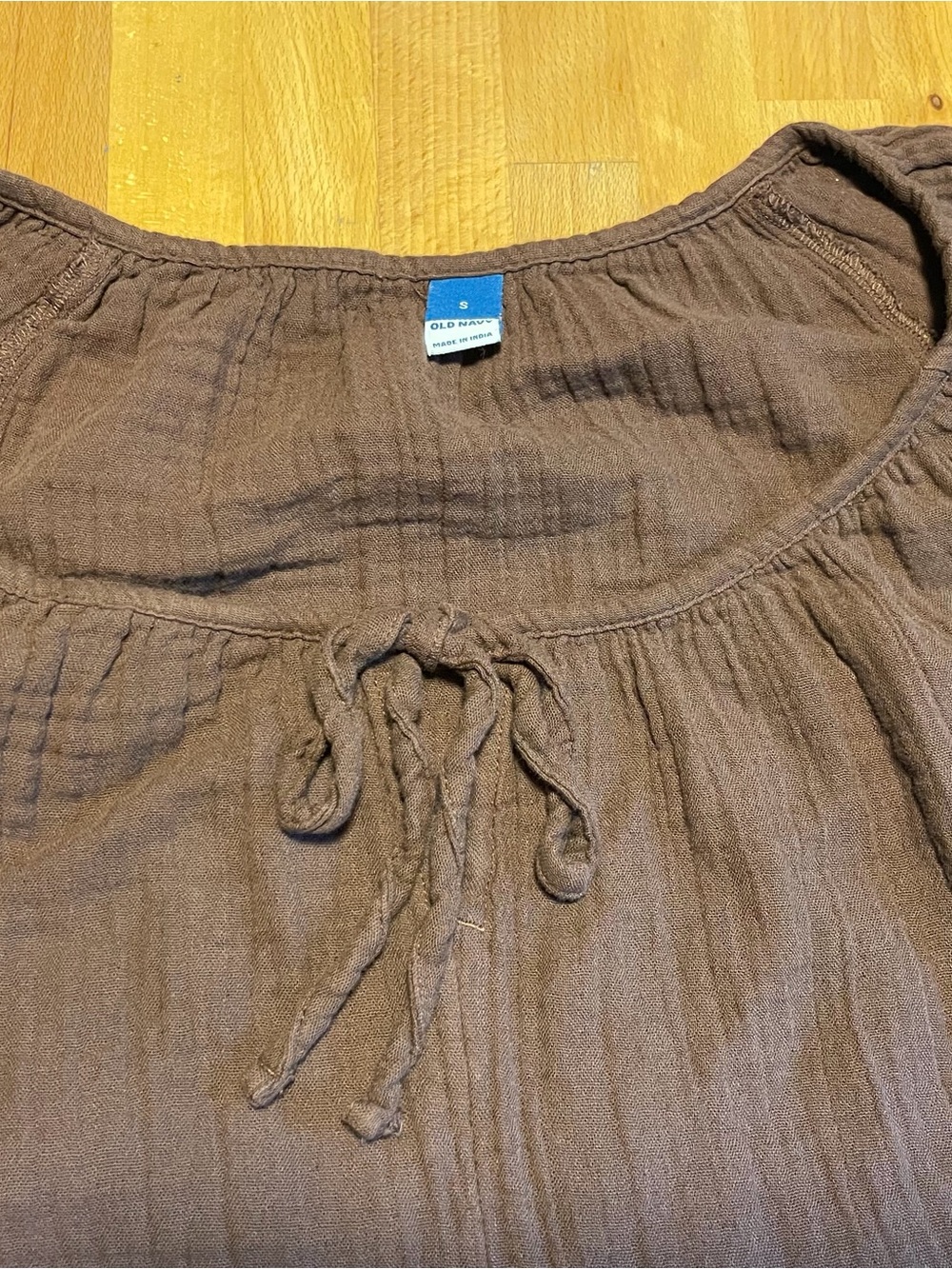 Old Navy Brown Scoop-Neck Tie Short-Sleeve Dress - Picture 2 of 5